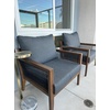 image:imageNathan James Twila Boho Outdoor Loveseat for Porch or Patio with Rattan Arms Outdoor Sofa with Solid Wood Frame Linen WhiteFreya BlackDark Brown