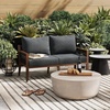 image:imageNathan James Twila Boho Outdoor Loveseat for Porch or Patio with Rattan Arms Outdoor Sofa with Solid Wood Frame Linen WhiteFreya BlackDark Brown