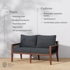 image:imageNathan James Twila Boho Outdoor Loveseat for Porch or Patio with Rattan Arms Outdoor Sofa with Solid Wood Frame Linen WhiteFreya BlackDark Brown