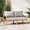 image:imageNathan James Twila Boho Outdoor Loveseat for Porch or Patio with Rattan Arms Outdoor Sofa with Solid Wood Frame Linen WhiteFreya Gray
