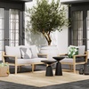 image:imageNathan James Twila Boho Outdoor Loveseat for Porch or Patio with Rattan Arms Outdoor Sofa with Solid Wood Frame Linen WhiteFreya Gray