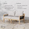 image:imageNathan James Twila Boho Outdoor Loveseat for Porch or Patio with Rattan Arms Outdoor Sofa with Solid Wood Frame Linen WhiteFreya Gray