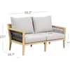 image:imageNathan James Twila Boho Outdoor Loveseat for Porch or Patio with Rattan Arms Outdoor Sofa with Solid Wood Frame Linen WhiteFreya Gray