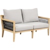 image:imageNathan James Twila Boho Outdoor Loveseat for Porch or Patio with Rattan Arms Outdoor Sofa with Solid Wood Frame Linen WhiteFreya Gray