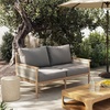image:imageNathan James Twila Boho Outdoor Loveseat for Porch or Patio with Rattan Arms Outdoor Sofa with Solid Wood Frame Linen WhiteKayden Medium GrayLight Brown