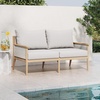 image:imageNathan James Twila Boho Outdoor Loveseat for Porch or Patio with Rattan Arms Outdoor Sofa with Solid Wood Frame Linen WhiteKayden WhiteLight Brown