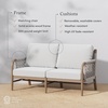 image:imageNathan James Twila Boho Outdoor Loveseat for Porch or Patio with Rattan Arms Outdoor Sofa with Solid Wood Frame Linen WhiteLuciano Gray