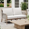 image:imageNathan James Twila Boho Outdoor Loveseat for Porch or Patio with Rattan Arms Outdoor Sofa with Solid Wood Frame Linen WhiteLuciano Gray