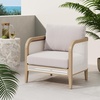 image:imageNathan James Twila Boho Outdoor Loveseat for Porch or Patio with Rattan Arms Outdoor Sofa with Solid Wood Frame Linen WhiteTwila GrayLight Brown