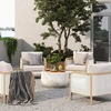 image:imageNathan James Twila Boho Outdoor Loveseat for Porch or Patio with Rattan Arms Outdoor Sofa with Solid Wood Frame Linen WhiteTwila GrayLight Brown