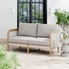 image:imageNathan James Twila Boho Outdoor Loveseat for Porch or Patio with Rattan Arms Outdoor Sofa with Solid Wood Frame Linen WhiteTwila GrayLight Brown