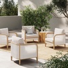 image:imageNathan James Twila Boho Outdoor Loveseat for Porch or Patio with Rattan Arms Outdoor Sofa with Solid Wood Frame Linen WhiteTwila GrayLight Brown