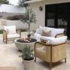 image:imageNathan James Twila Boho Outdoor Loveseat for Porch or Patio with Rattan Arms Outdoor Sofa with Solid Wood Frame Linen WhiteTwila GrayLight Brown