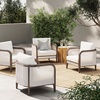 image:imageNathan James Twila Boho Outdoor Loveseat for Porch or Patio with Rattan Arms Outdoor Sofa with Solid Wood Frame Linen WhiteTwila WhiteDark Brown
