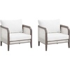 image:imageNathan James Twila Boho Outdoor Loveseat for Porch or Patio with Rattan Arms Outdoor Sofa with Solid Wood Frame Linen WhiteTwila WhiteDark Brown