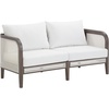 image:imageNathan James Twila Boho Outdoor Loveseat for Porch or Patio with Rattan Arms Outdoor Sofa with Solid Wood Frame Linen WhiteTwila WhiteDark Brown