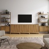image:imageNathan James Jasper Sideboard and Bookcase Set MidCentury Modern Solid Wood Entertainment Center or Wall Storage Unit with Fluted Doors 3 Accent Cabinets and 2 Bookshelves Set Light Brown