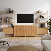 image:imageNathan James Jasper Sideboard and Bookcase Set MidCentury Modern Solid Wood Storage Unit with Fluted Doors for TVs up to 65 2 Cabinets and 2 Bookshelves Warm Pine