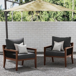 image:imageNathan James Twila Boho Outdoor Loveseat for Porch or Patio with Rattan Arms Outdoor Sofa with Solid Wood Frame Linen WhiteFreya BlackDark Brown