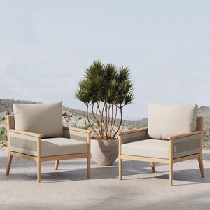 image:imageNathan James Twila Boho Outdoor Loveseat for Porch or Patio with Rattan Arms Outdoor Sofa with Solid Wood Frame Linen WhiteKayden WhiteLight Brown