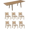 image:imageNathan James Andy Mid Century Modern Dining Set Extendable 8Seater Dining Table Set with 4 Upholstered Dining Chairs Brushed BlackBohemian
