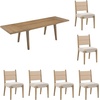 image:imageNathan James Andy Mid Century Modern Dining Set Extendable 8Seater Dining Table Set with 4 Upholstered Dining Chairs Brushed BlackBoho Seagrass