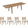 image:imageNathan James Andy Mid Century Modern Dining Set Extendable 8Seater Dining Table Set with 4 Upholstered Dining Chairs Brushed BlackBoho Seagrass