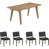 image:imageNathan James Andy Mid Century Modern Dining Set Extendable 8Seater Dining Table Set with 4 Upholstered Dining Chairs Brushed BlackLight BrownBlack
