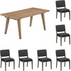 image:imageNathan James Andy Mid Century Modern Dining Set Extendable 8Seater Dining Table Set with 4 Upholstered Dining Chairs Brushed BlackLight BrownBlack