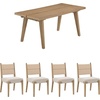 image:imageNathan James Andy Mid Century Modern Dining Set Extendable 8Seater Dining Table Set with 4 Upholstered Dining Chairs Brushed BlackLight BrownNatural Flax