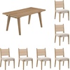 image:imageNathan James Andy Mid Century Modern Dining Set Extendable 8Seater Dining Table Set with 4 Upholstered Dining Chairs Brushed BlackLight BrownNatural Flax