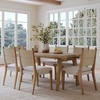 image:imageNathan James Andy Mid Century Modern Dining Set Extendable 8Seater Dining Table Set with 4 Upholstered Dining Chairs Brushed BlackLight BrownNatural Flax