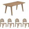 image:imageNathan James Andy Mid Century Modern Dining Set Extendable 8Seater Dining Table Set with 4 Upholstered Dining Chairs Brushed BlackLight BrownNatural Rattan