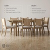 image:imageNathan James Andy Mid Century Modern Dining Set Extendable 8Seater Dining Table Set with 4 Upholstered Dining Chairs Brushed BlackLight BrownSeagrass