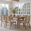 image:imageNathan James Andy Mid Century Modern Dining Set Extendable 8Seater Dining Table Set with 4 Upholstered Dining Chairs Brushed BlackLight BrownSeagrass