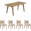 image:imageNathan James Andy Mid Century Modern Dining Set Extendable 8Seater Dining Table Set with 4 Upholstered Dining Chairs Brushed BlackLight BrownSeagrass
