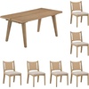 image:imageNathan James Andy Mid Century Modern Dining Set Extendable 8Seater Dining Table Set with 4 Upholstered Dining Chairs Brushed BlackLight BrownSeagrass