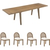 image:imageNathan James Andy Mid Century Modern Dining Set Extendable 8Seater Dining Table Set with 4 Upholstered Dining Chairs Brushed BlackNatural Rattan