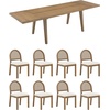 image:imageNathan James Andy Mid Century Modern Dining Set Extendable 8Seater Dining Table Set with 4 Upholstered Dining Chairs Brushed BlackNatural Rattan