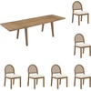 image:imageNathan James Andy Mid Century Modern Dining Set Extendable 8Seater Dining Table Set with 4 Upholstered Dining Chairs Brushed BlackNatural Rattan