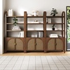 image:imageNathan James Paxton MidCentury Modern Arched Bookshelf Cabinet with Solid Wood Frame and Rattan Base Raw OakDark Acaciasynthetic Rattanbrushed Brass