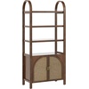 image:imageNathan James Paxton MidCentury Modern Arched Bookshelf Cabinet with Solid Wood Frame and Rattan Base Raw OakDark Acaciasynthetic Rattanbrushed Brass