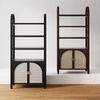 image:imageNathan James Paxton MidCentury Modern Arched Bookshelf Cabinet with Solid Wood Frame and Rattan Base Raw OakDark Acaciasynthetic Rattanbrushed Brass