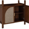 image:imageNathan James Paxton MidCentury Modern Arched Bookshelf Cabinet with Solid Wood Frame and Rattan Base Raw OakDark Acaciasynthetic Rattanbrushed Brass
