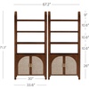 image:imageNathan James Paxton MidCentury Modern Arched Bookshelf Cabinet with Solid Wood Frame and Rattan Base Raw OakDark Acaciasynthetic Rattanbrushed Brass