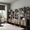 image:imageNathan James Paxton MidCentury Modern Arched Bookshelf Cabinet with Solid Wood Frame and Rattan Base Raw OakDark Acaciasynthetic Rattanbrushed Brass