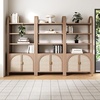 image:imageNathan James Paxton MidCentury Modern Arched Bookshelf Cabinet with Solid Wood Frame and Rattan Base Raw OakRaw Oakbrushed Brassrattan