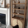 image:imageNathan James Paxton MidCentury Modern Arched Bookshelf Cabinet with Solid Wood Frame and Rattan Base Raw OakRaw Oakbrushed Brassrattan
