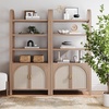 image:imageNathan James Paxton MidCentury Modern Arched Bookshelf Cabinet with Solid Wood Frame and Rattan Base Raw OakRaw Oakbrushed Brassrattan