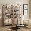 image:imageNathan James Paxton MidCentury Modern Arched Bookshelf Cabinet with Solid Wood Frame and Rattan Base Raw OakRaw Oakbrushed Brassrattan